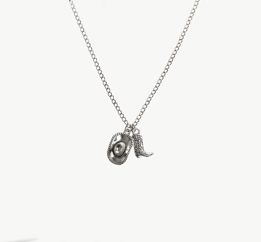 Cowboy Hat & Boot necklace silver