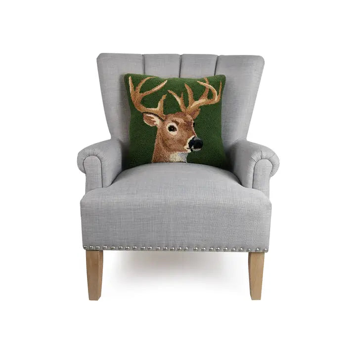 Deer Throw Pillow Green