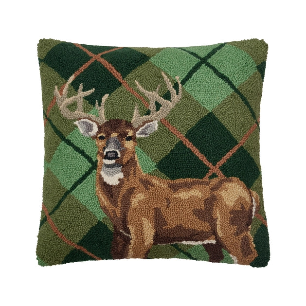 Deer Pillow in plaid