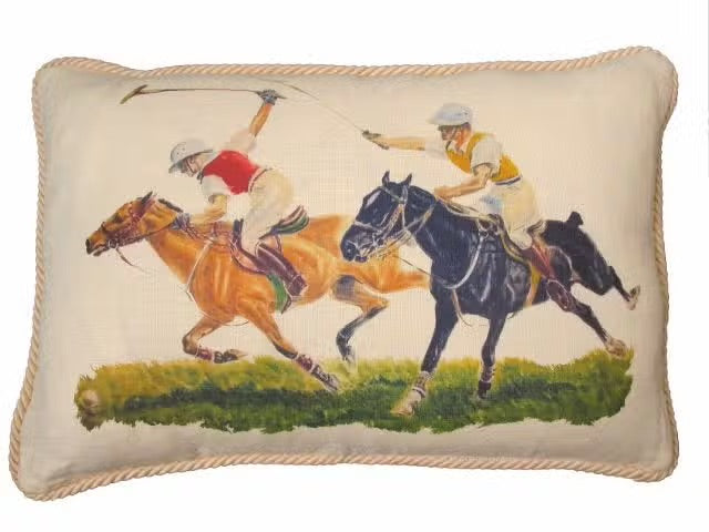 Polo scene pillow